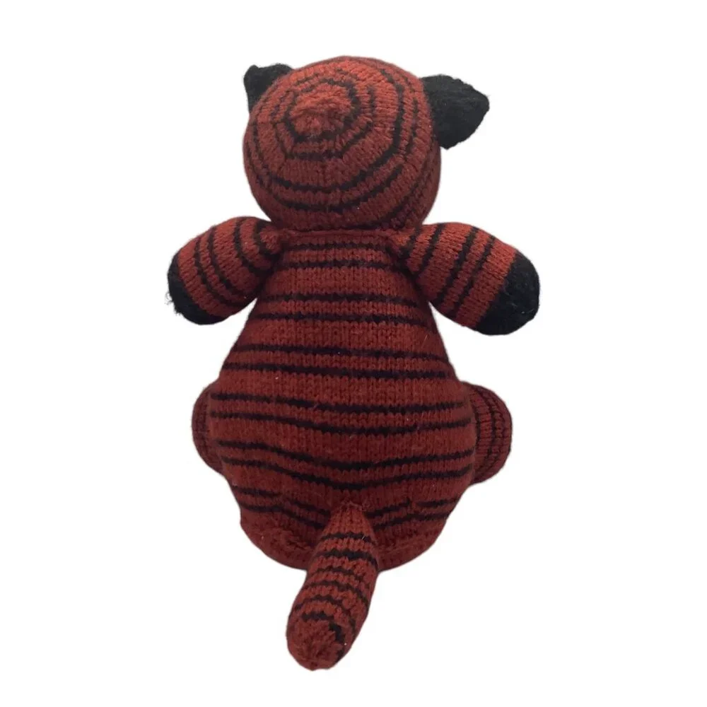 Vtg Hand Knitted Clawdia the Tiger‎ Cuddly Plush Stuffed Animal Wool Blend 13